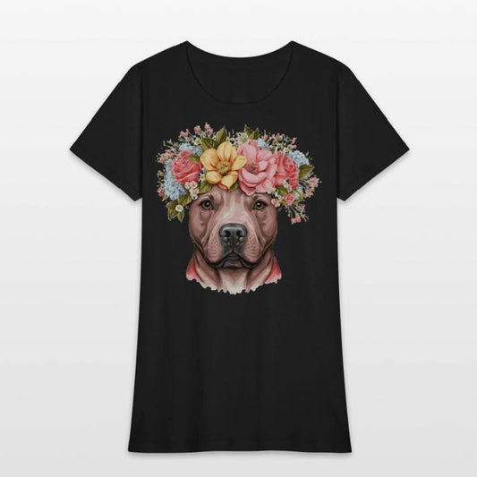 Cute Bull Terrier Flower Crown Pet Dog Breed Flora