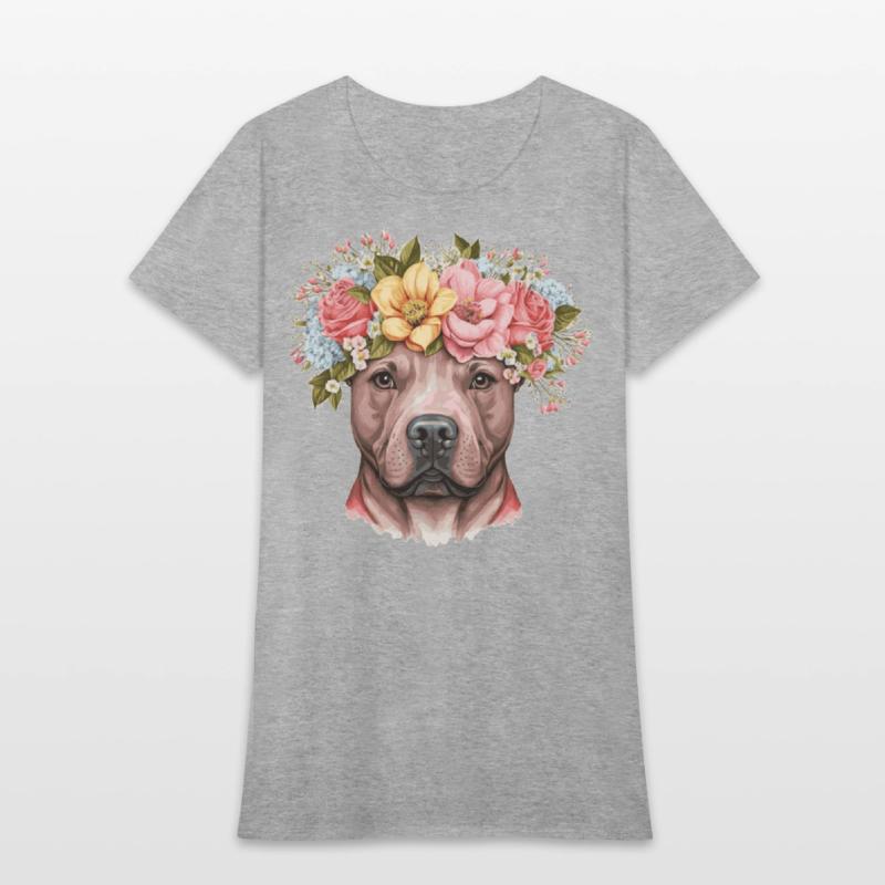 Cute Bull Terrier Flower Crown Pet Dog Breed Flora