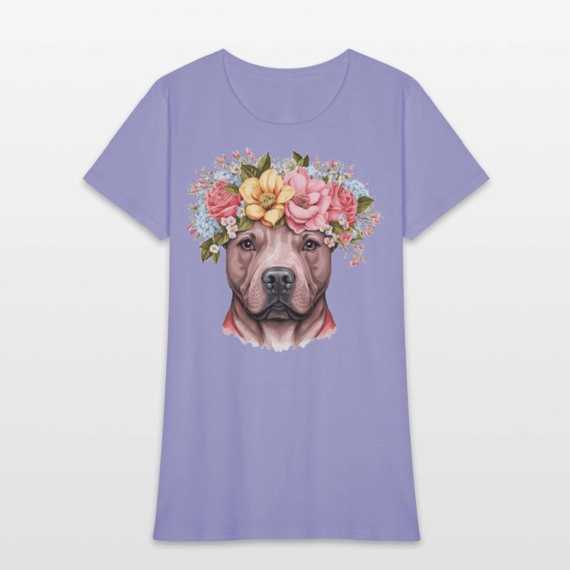 Cute Bull Terrier Flower Crown Pet Dog Breed Flora