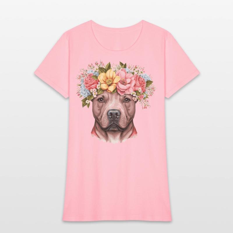 Cute Bull Terrier Flower Crown Pet Dog Breed Flora