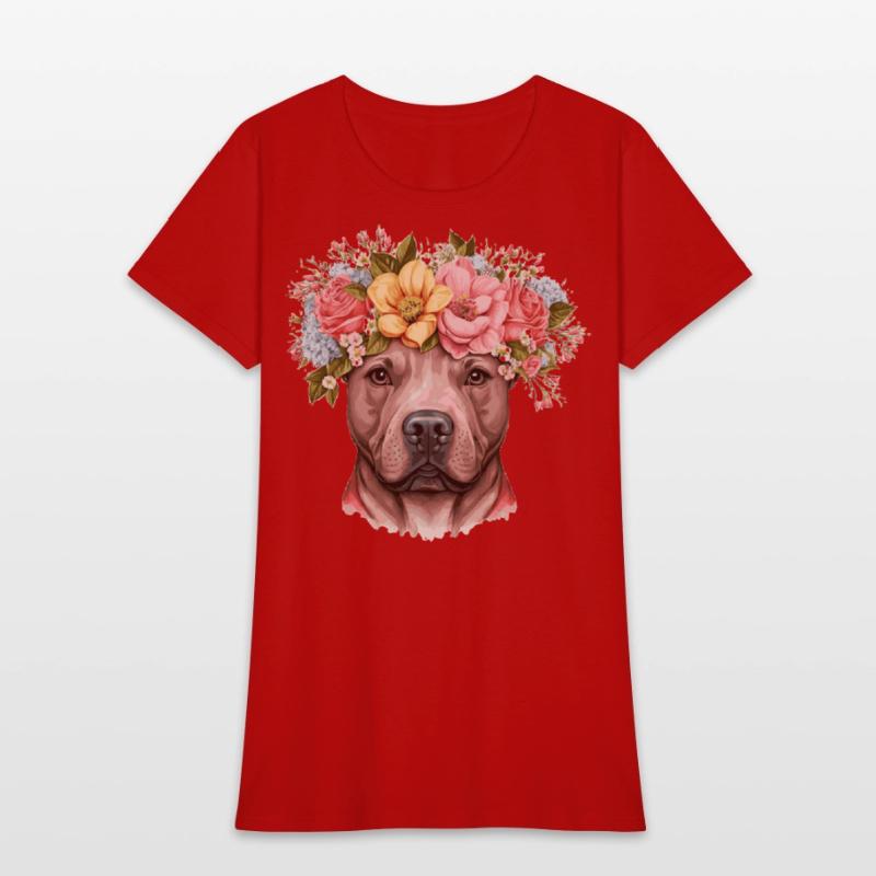 Cute Bull Terrier Flower Crown Pet Dog Breed Flora