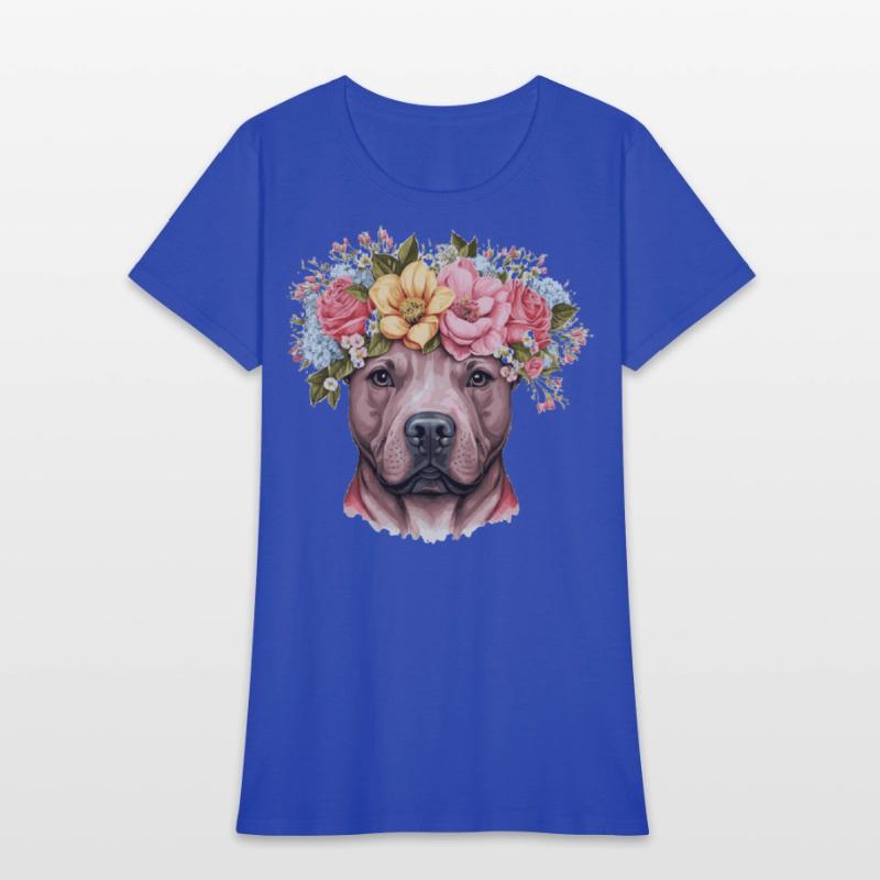 Cute Bull Terrier Flower Crown Pet Dog Breed Flora