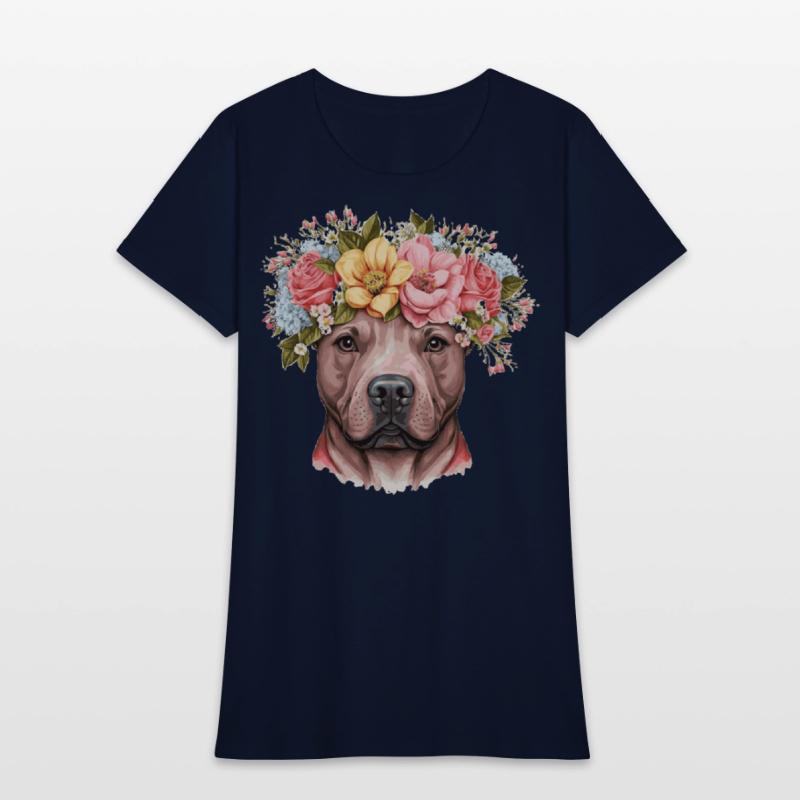 Cute Bull Terrier Flower Crown Pet Dog Breed Flora