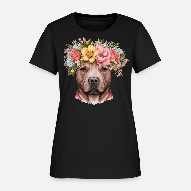 Cute Bull Terrier Flower Crown Pet Dog Breed Flora