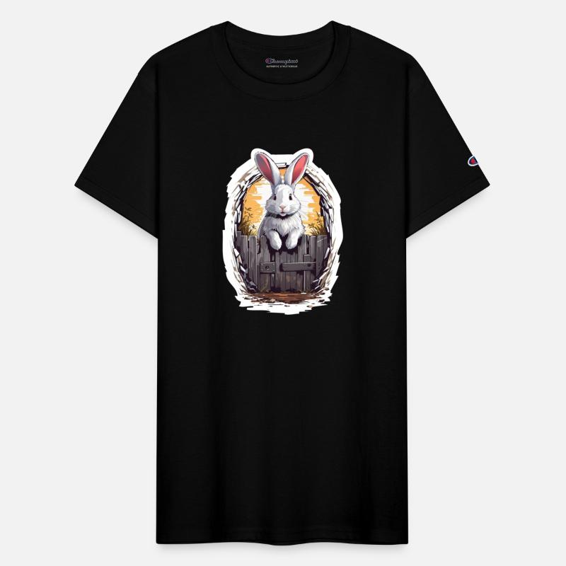 Cute bunny smiling from behind the door