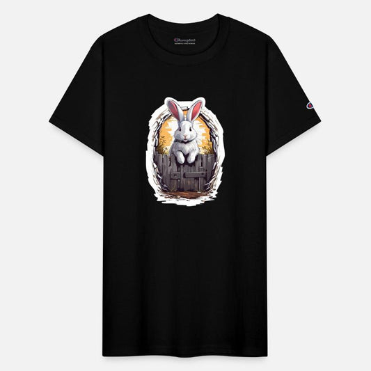 Cute bunny smiling from behind the door