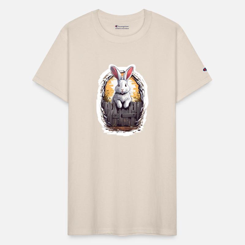 Cute bunny smiling from behind the door