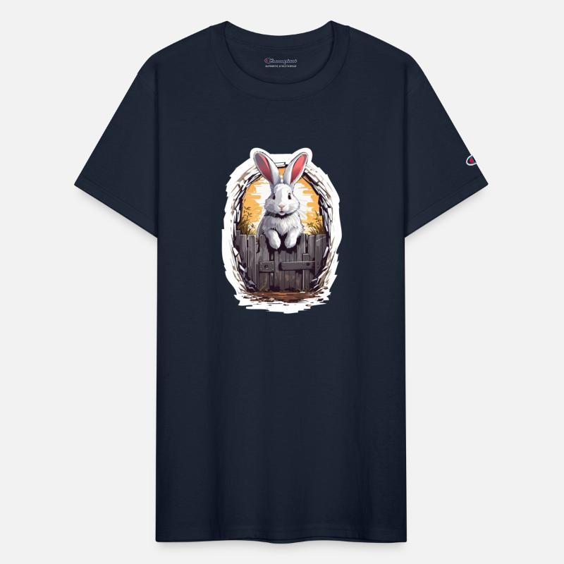 Cute bunny smiling from behind the door