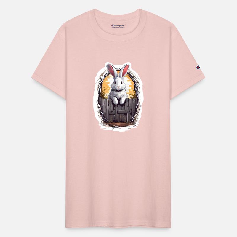 Cute bunny smiling from behind the door