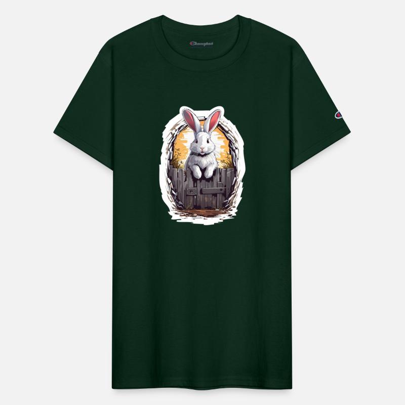 Cute bunny smiling from behind the door