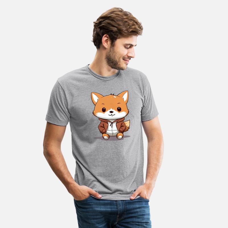 cute cartoon anime fox wearing hoodie