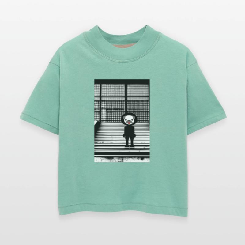 Cute Pug in Hoodie Standing on the Steps - Street