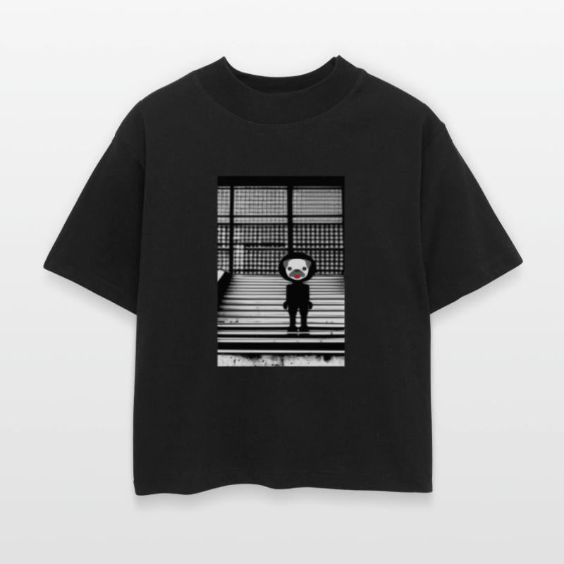 Cute Pug in Hoodie Standing on the Steps - Street