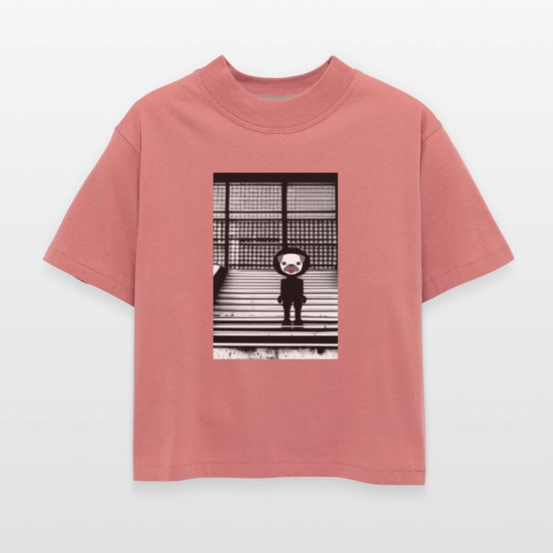 Cute Pug in Hoodie Standing on the Steps - Street