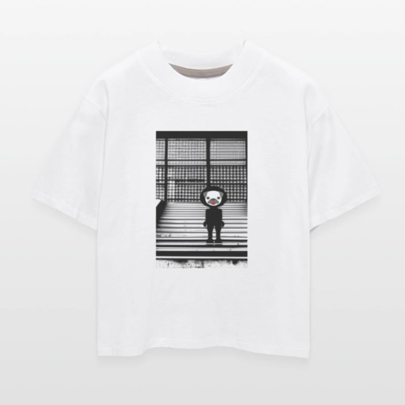 Cute Pug in Hoodie Standing on the Steps - Street