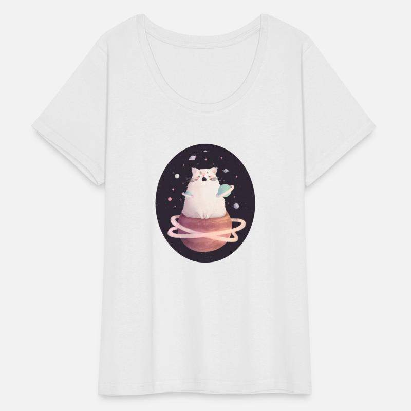 Cute Yawning Space Cat Illustration