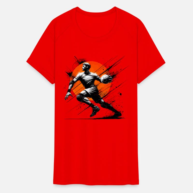 Dynamic Handball Player Action Art Orange Burst