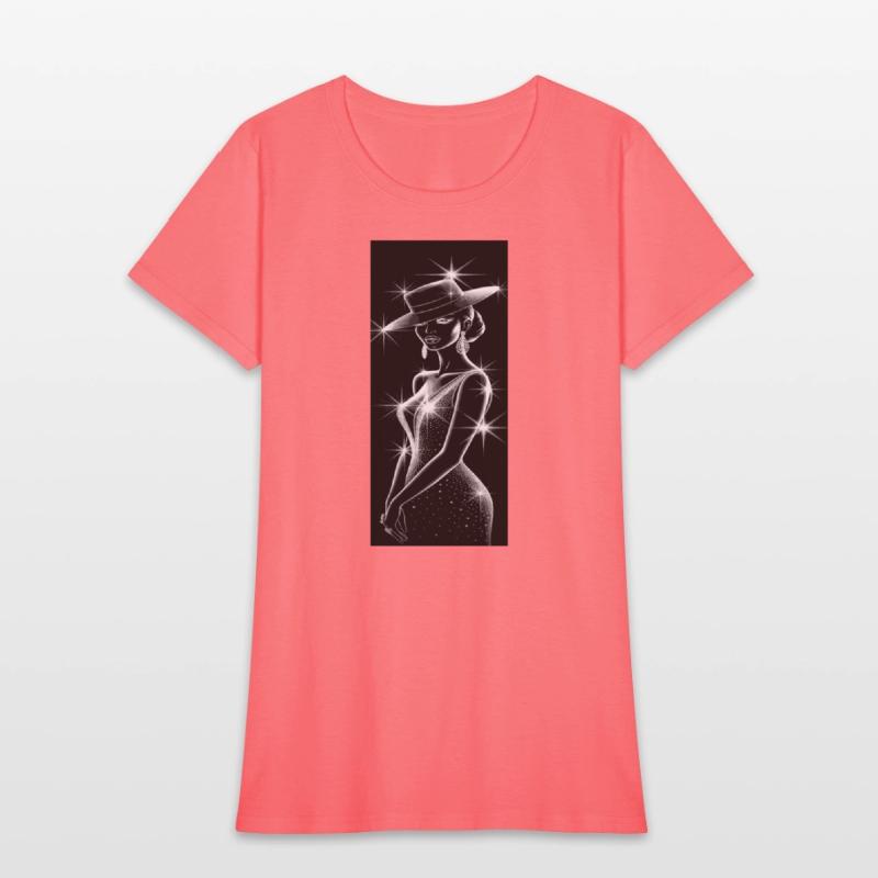 Elegant Night Diva in Sparkling Hat and Dress