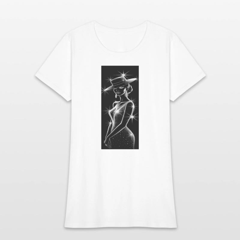 Elegant Night Diva in Sparkling Hat and Dress