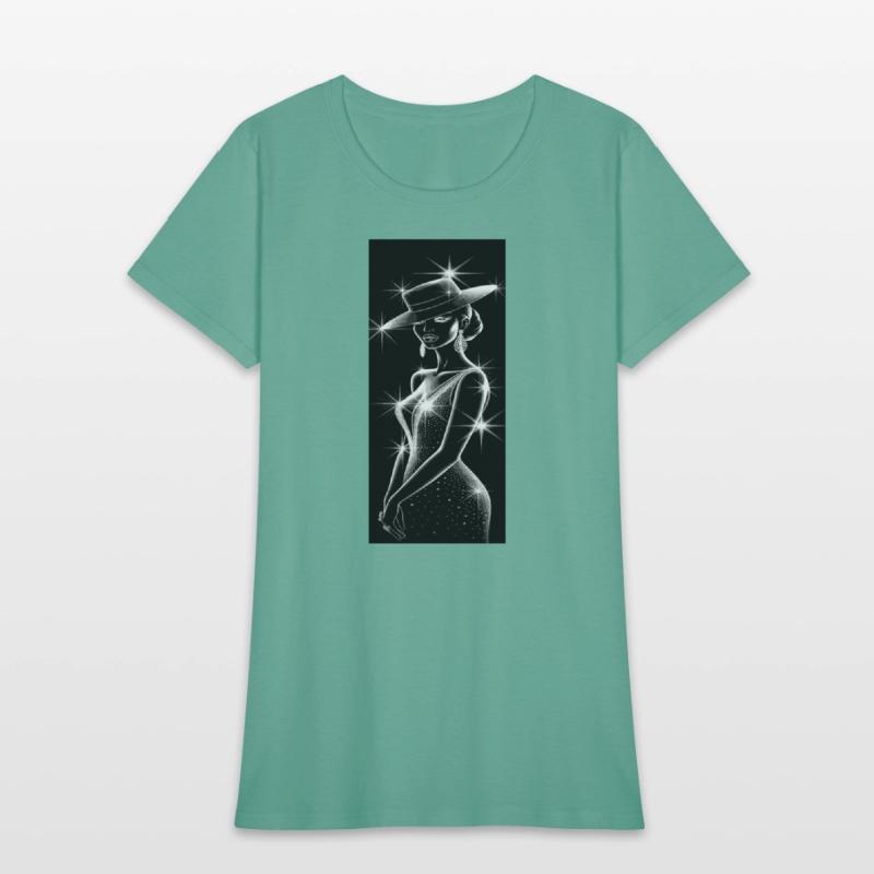 Elegant Night Diva in Sparkling Hat and Dress