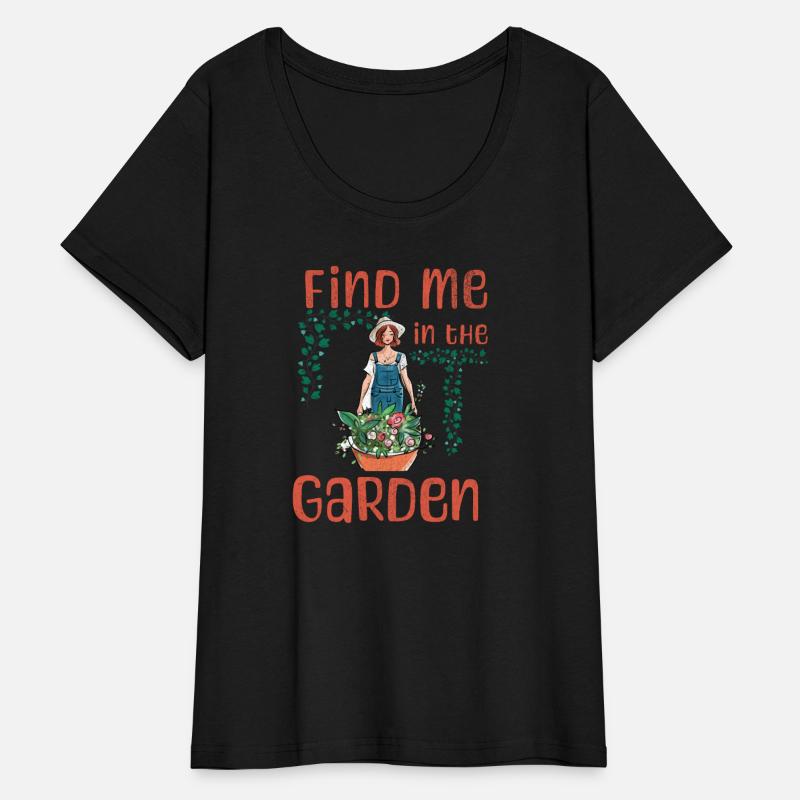 Find me in the garden.Gardening girl on black