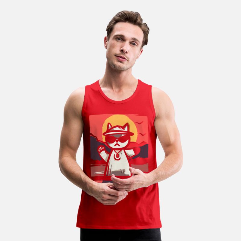 Funky Rap Cat with Japan Red Sun