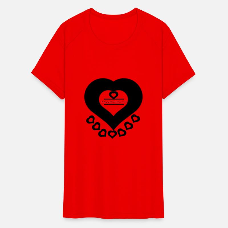 LOVE HEALS : heartbeat line and a heart symbol