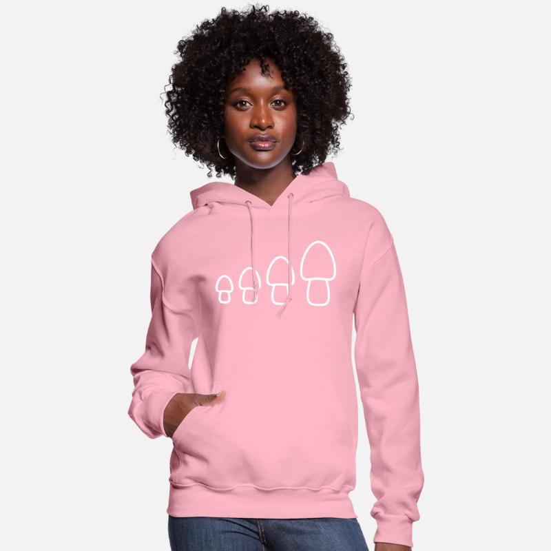 Many White Mushrooms 4 Small Large Row Four Fungus