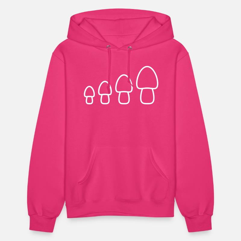 Many White Mushrooms 4 Small Large Row Four Fungus