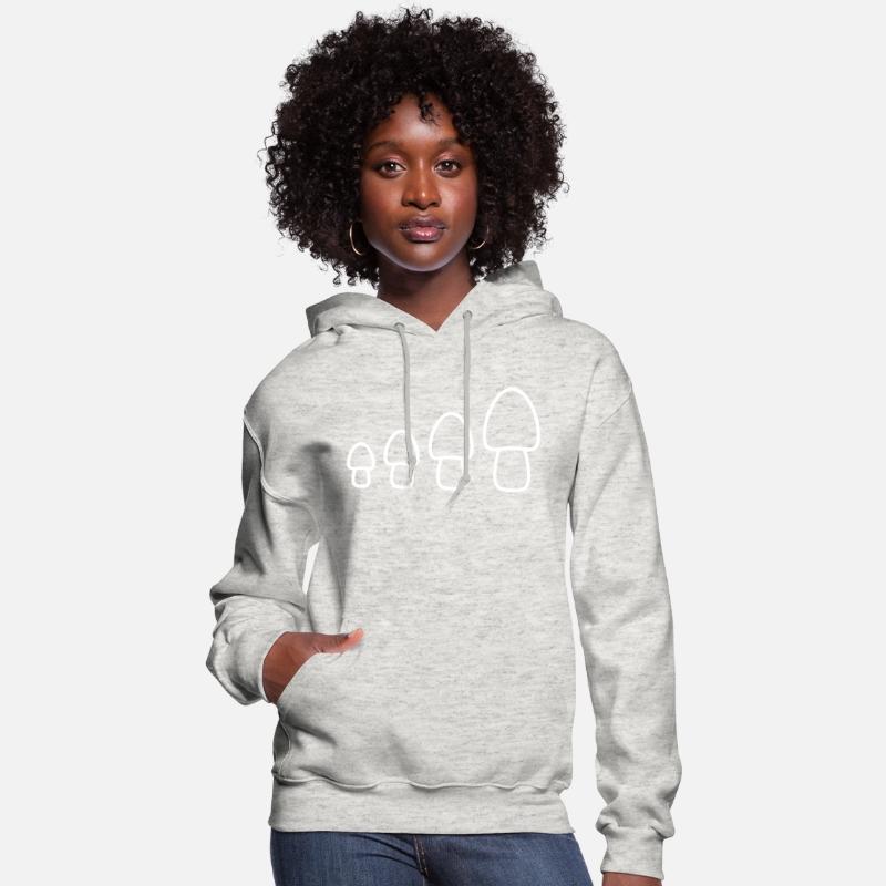 Many White Mushrooms 4 Small Large Row Four Fungus