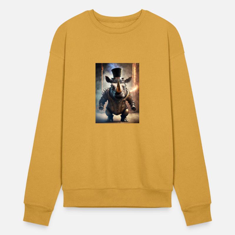 mechanical steampunk rhino wearing goggles