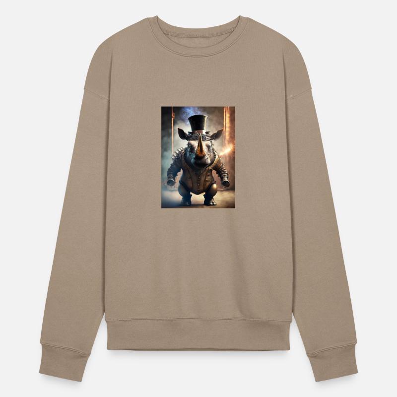 mechanical steampunk rhino wearing goggles