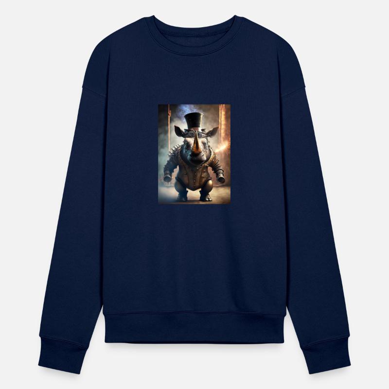 mechanical steampunk rhino wearing goggles