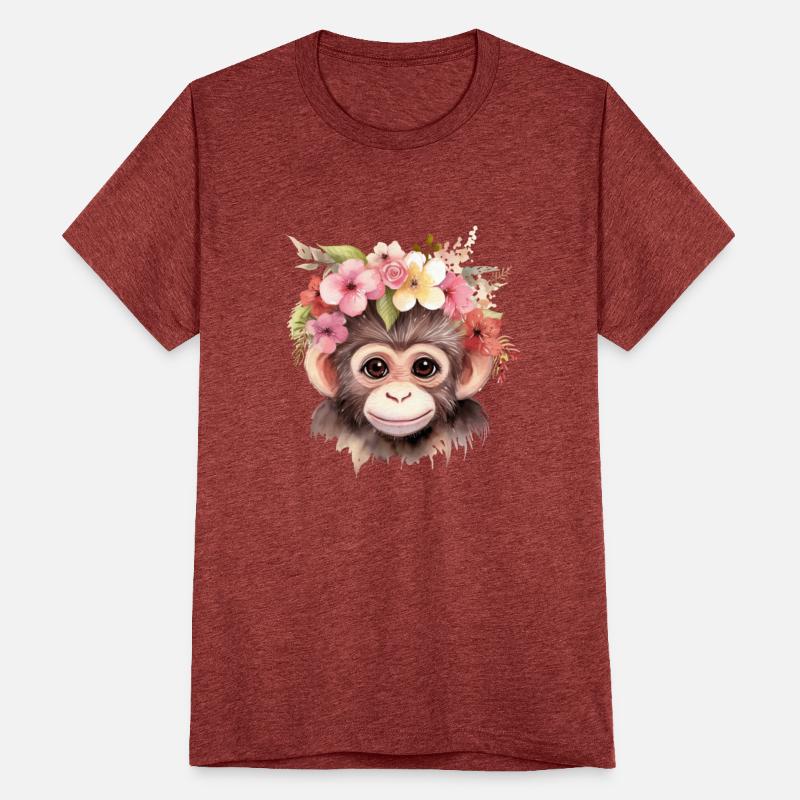 Monkey Chimpanzee Jungle Animal Boho Floral Ape