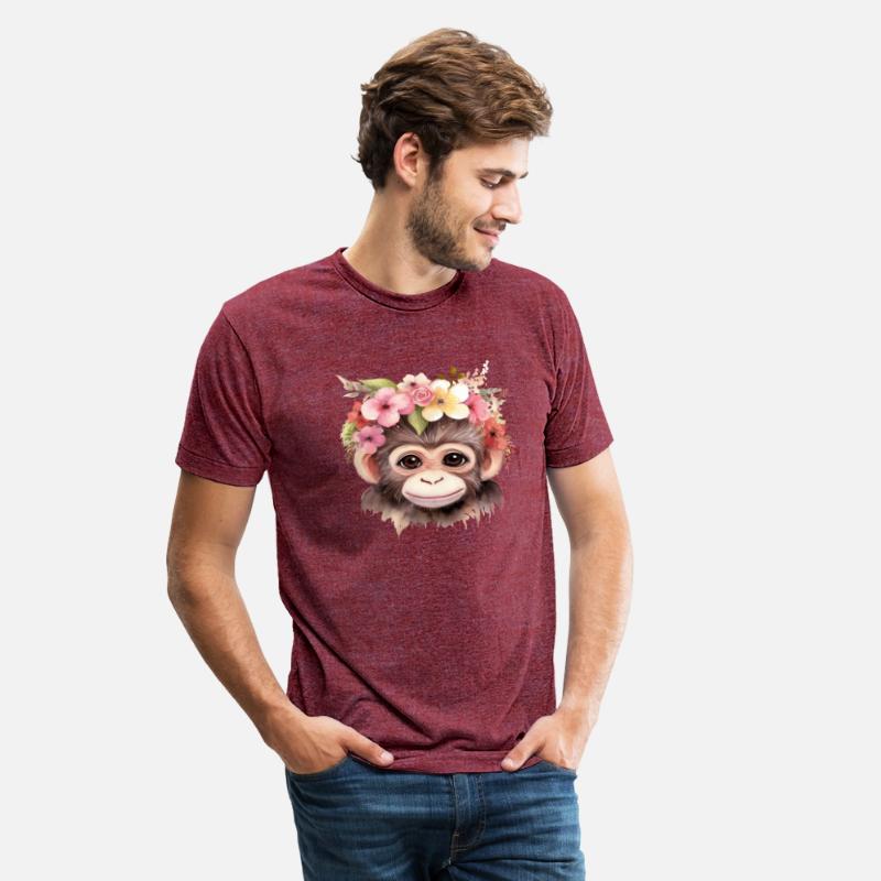 Monkey Chimpanzee Jungle Animal Boho Floral Ape