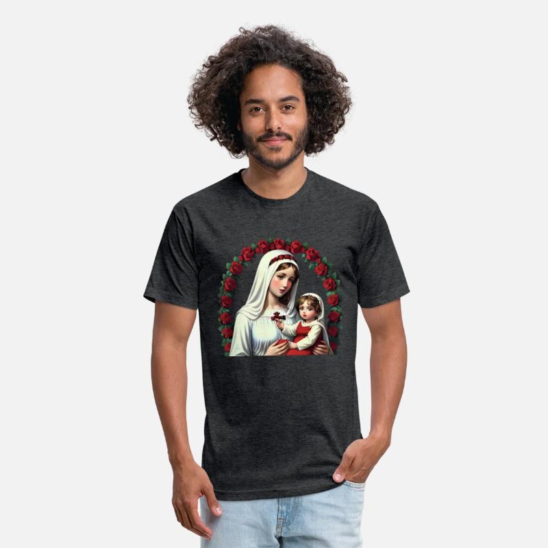 Mother Mary and Baby Jesus with Red Roses