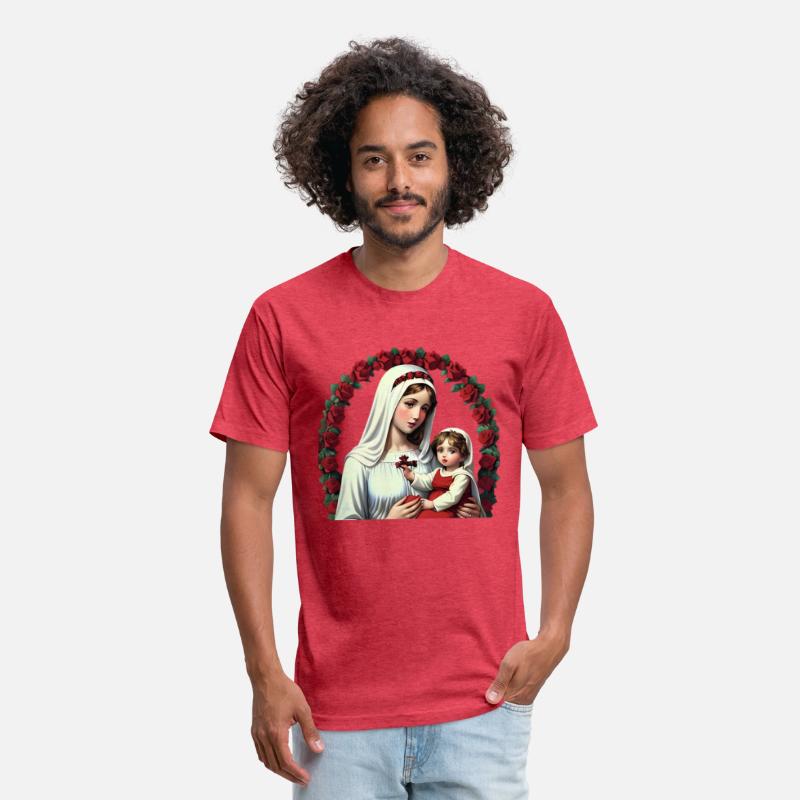 Mother Mary and Baby Jesus with Red Roses