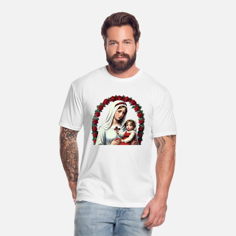 Mother Mary and Baby Jesus with Red Roses