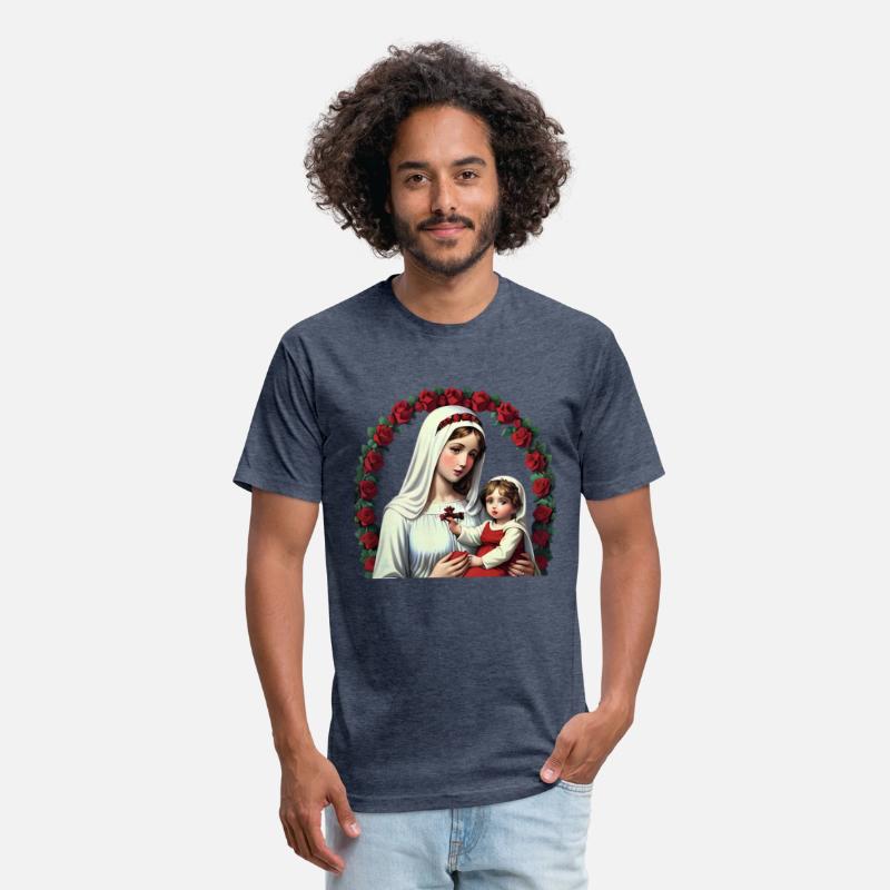 Mother Mary and Baby Jesus with Red Roses