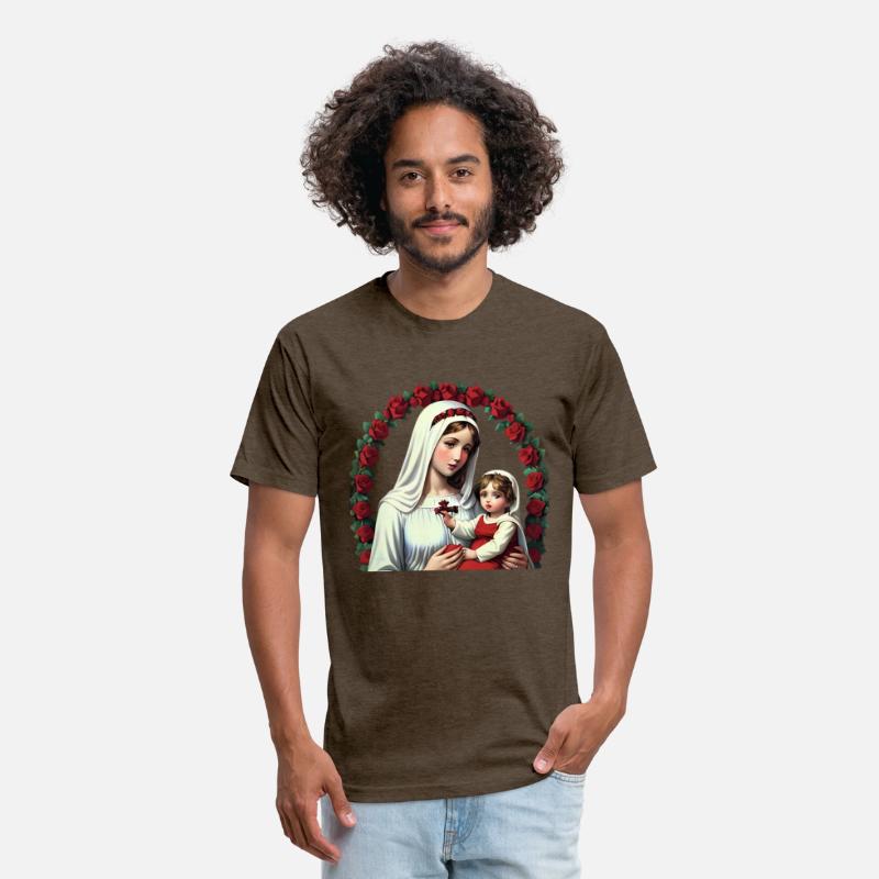 Mother Mary and Baby Jesus with Red Roses