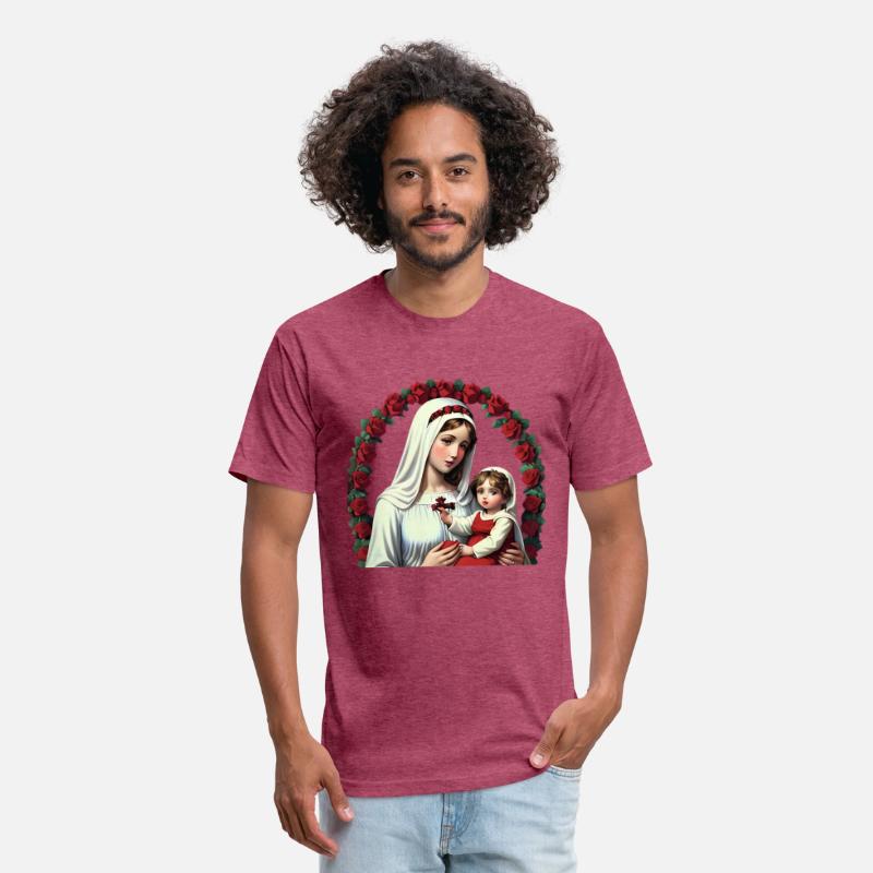 Mother Mary and Baby Jesus with Red Roses