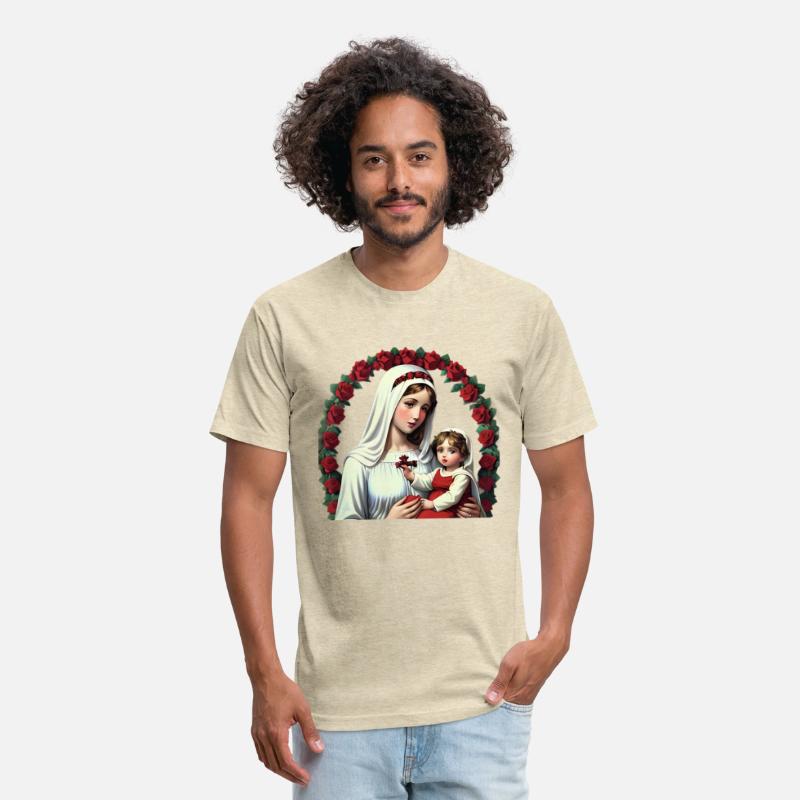 Mother Mary and Baby Jesus with Red Roses