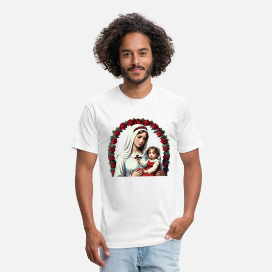 Mother Mary and Baby Jesus with Red Roses