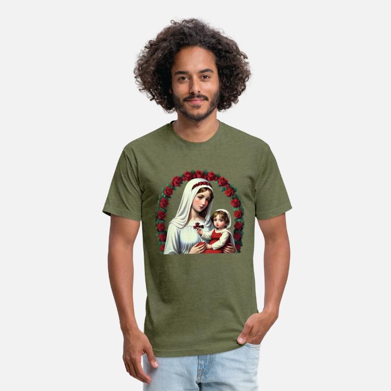 Mother Mary and Baby Jesus with Red Roses