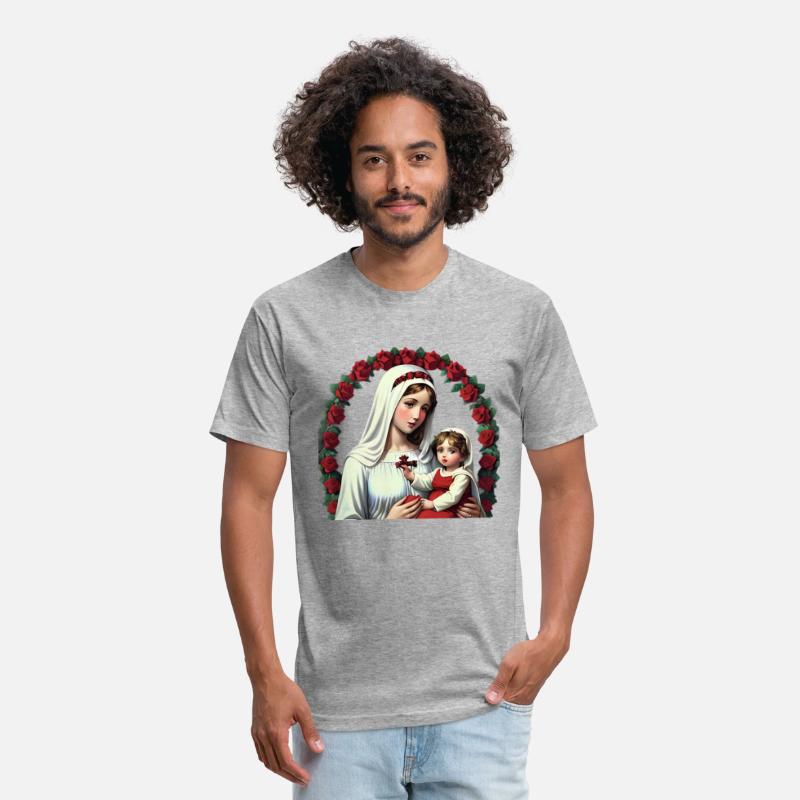 Mother Mary and Baby Jesus with Red Roses