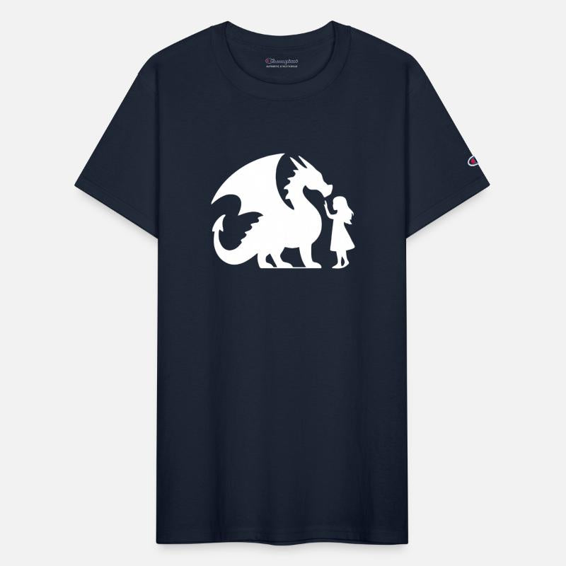 Mythical Dragon and Girl Silhouette Design