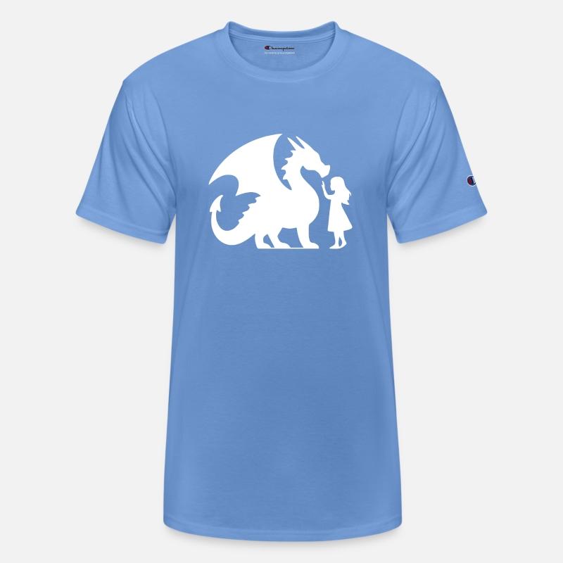 Mythical Dragon and Girl Silhouette Design