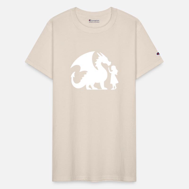 Mythical Dragon and Girl Silhouette Design