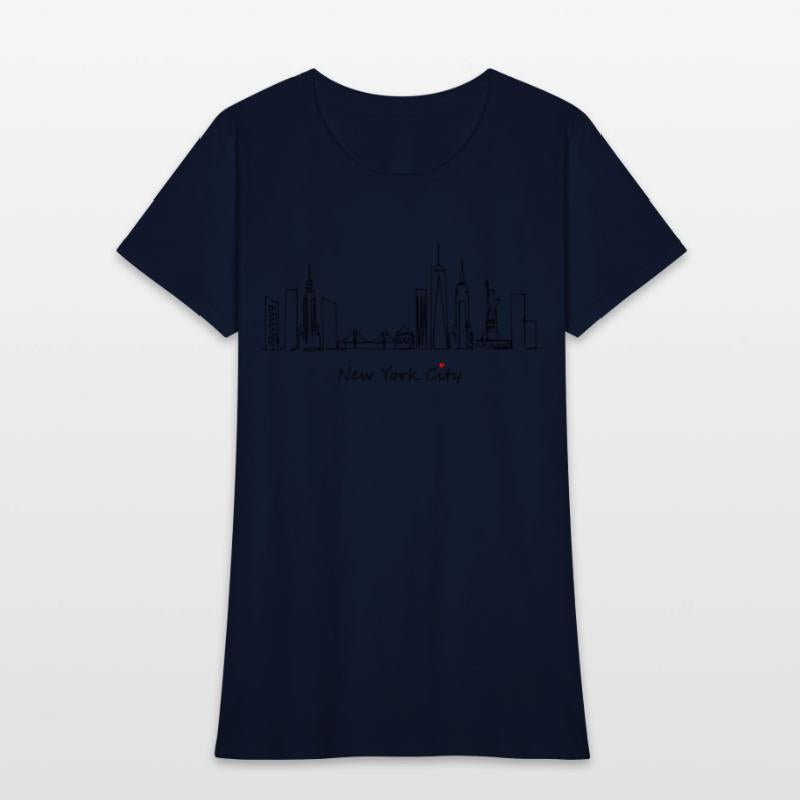 Nyc Skyline Sketch With Heart New York City I Love