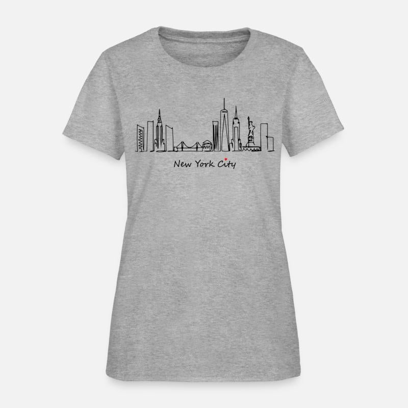 Nyc Skyline Sketch With Heart New York City I Love